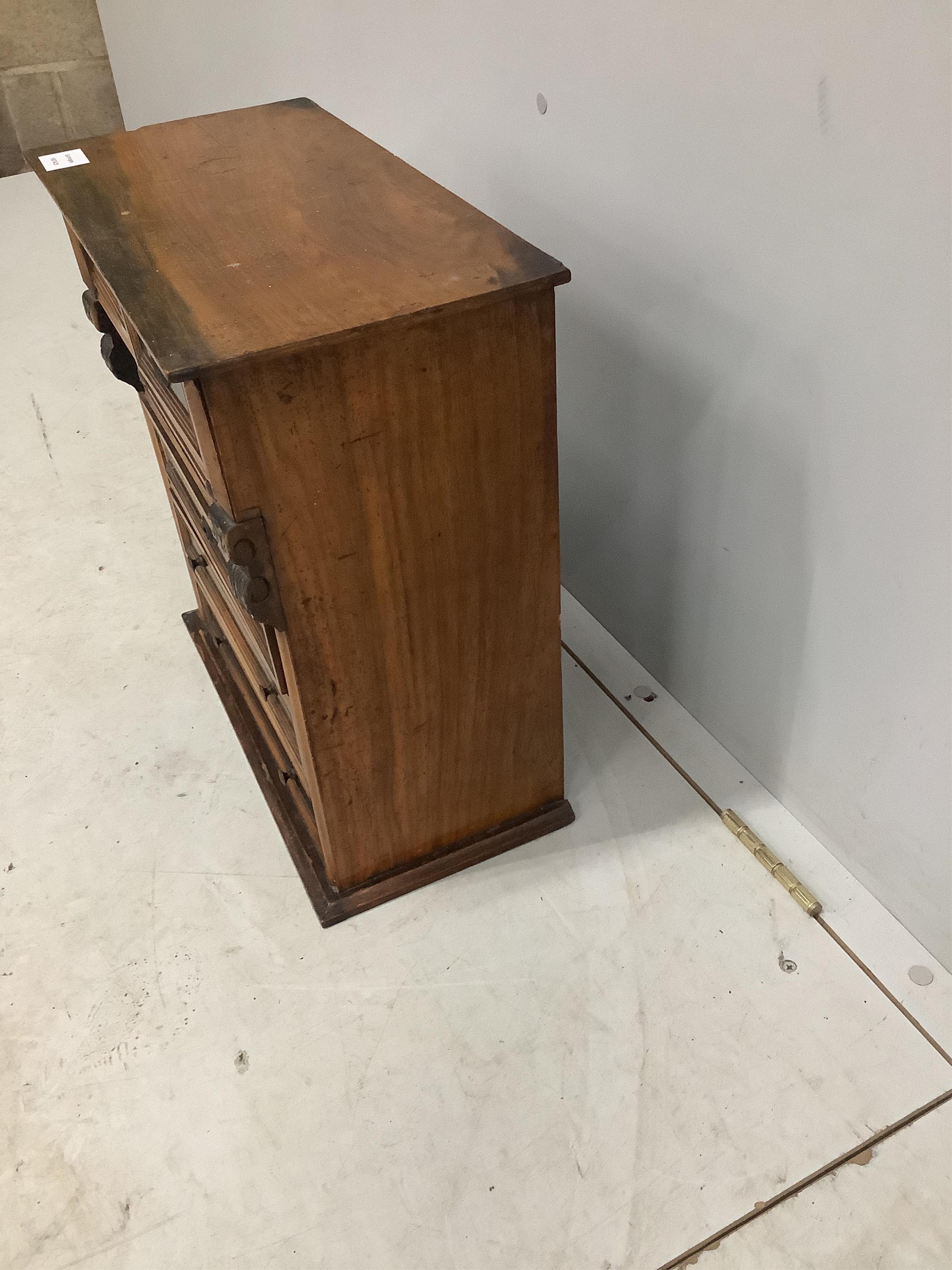 A 19th century Continental miniature chest of six drawers, width 45cm, height 46cm. Condition - a few sections of moulding loose but present, otherwise fair